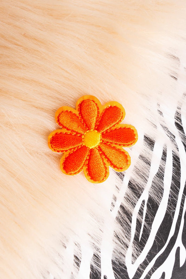 Orange Daisy Embroidered Patch - Wholesale Accessory Market