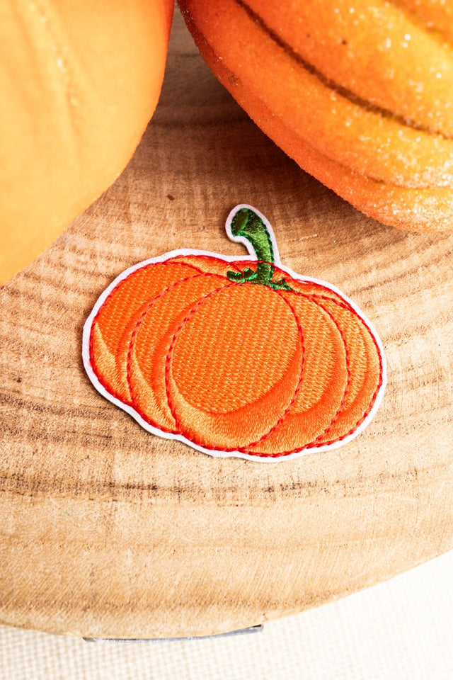 Orange Pumpkin Embroidered Patch - Wholesale Accessory Market