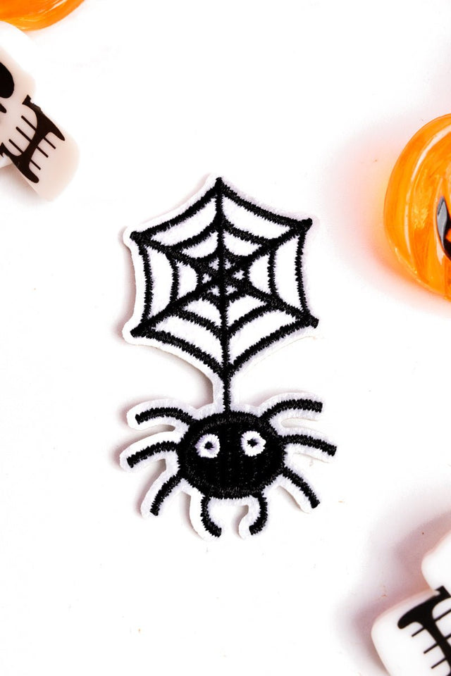 Black Spider and Web Embroidered Patch - Wholesale Accessory Market