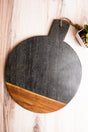 15 x 12 Anthony Black Marble and Wood Round Serving Board - Wholesale Accessory Market