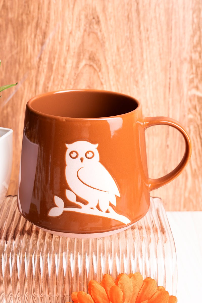 Hoo Wants Coffee Brown Stoneware Mug - Wholesale Accessory Market