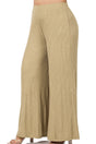 Zenana Plus Size Call On Me Dusty Olive Two - Tone Rib Pants - Wholesale Accessory Market