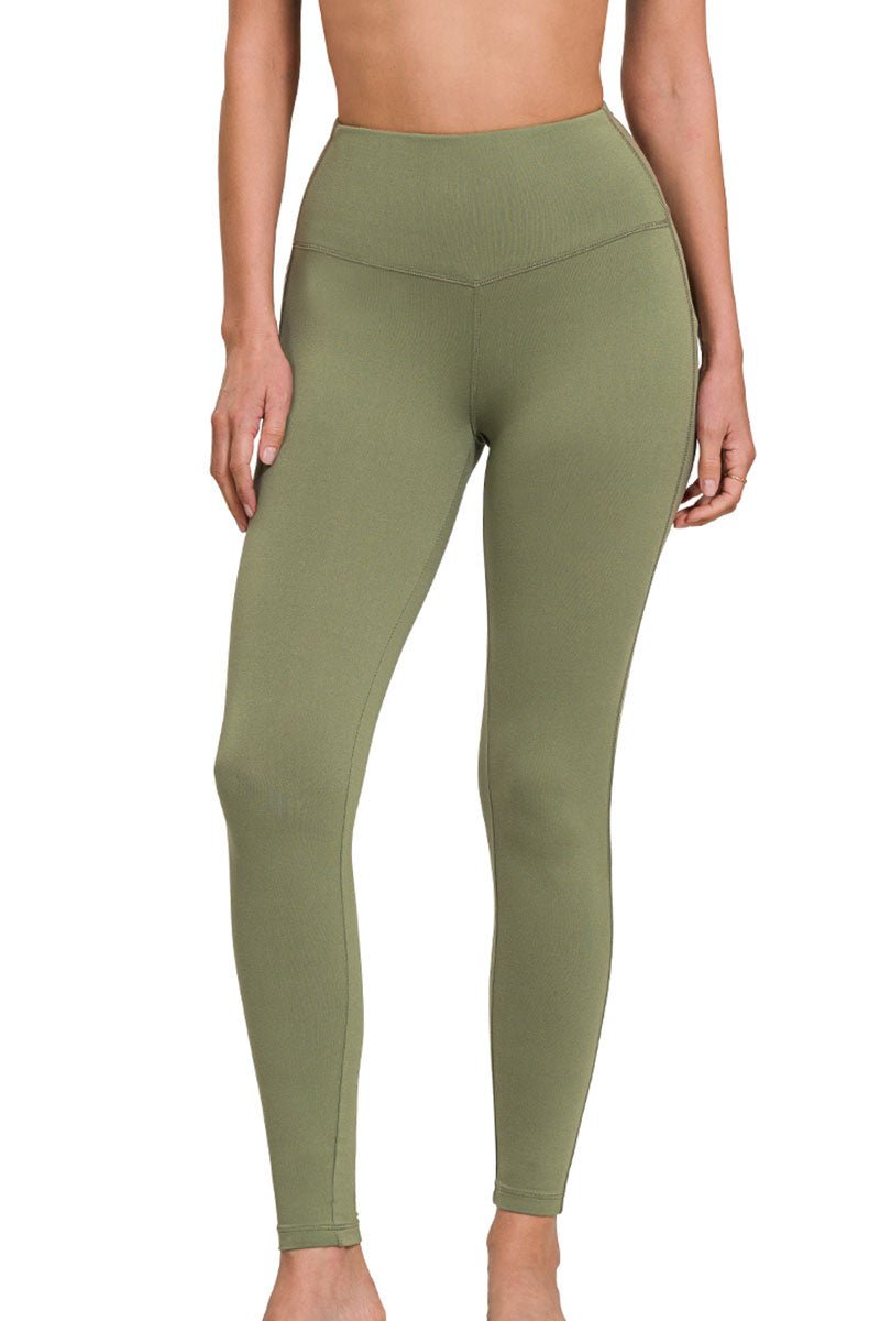 Zenana Active Life Light Olive Brushed Leggings - Wholesale Accessory Market