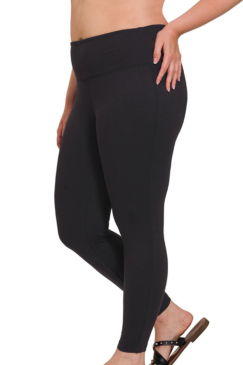 Zenana Plus Size Active Life Black Brushed Leggings - Wholesale Accessory Market