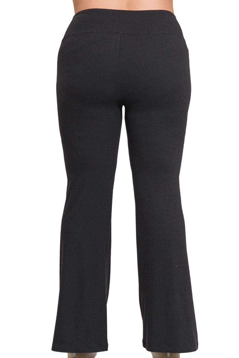 Zenana Plus Size Just Breathe Black Flare Butter Yoga Pants - Wholesale Accessory Market