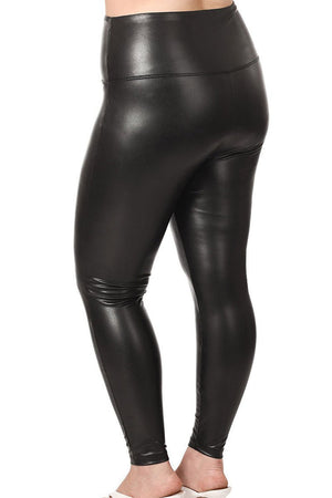 Zenana Plus Size Big Plans Black Faux Leather Leggings - Wholesale Accessory Market