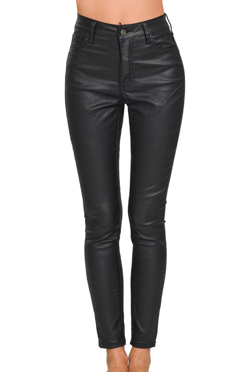 Zenana The Sandy Black Faux Leather Skinny Pants - Wholesale Accessory Market