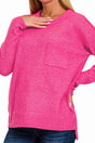 Zenana Maple Grove Heather Neon Hot Pink Melange Sweater - Wholesale Accessory Market