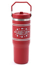 Zenana Crimson and White Gameday Flip Straw 30oz Tumbler - Wholesale Accessory Market