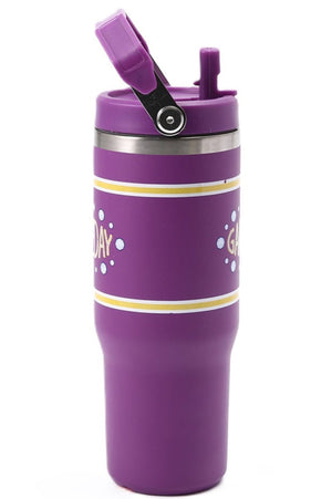 Zenana Purple and Yellow Gameday Flip Straw 30oz Tumbler - Wholesale Accessory Market