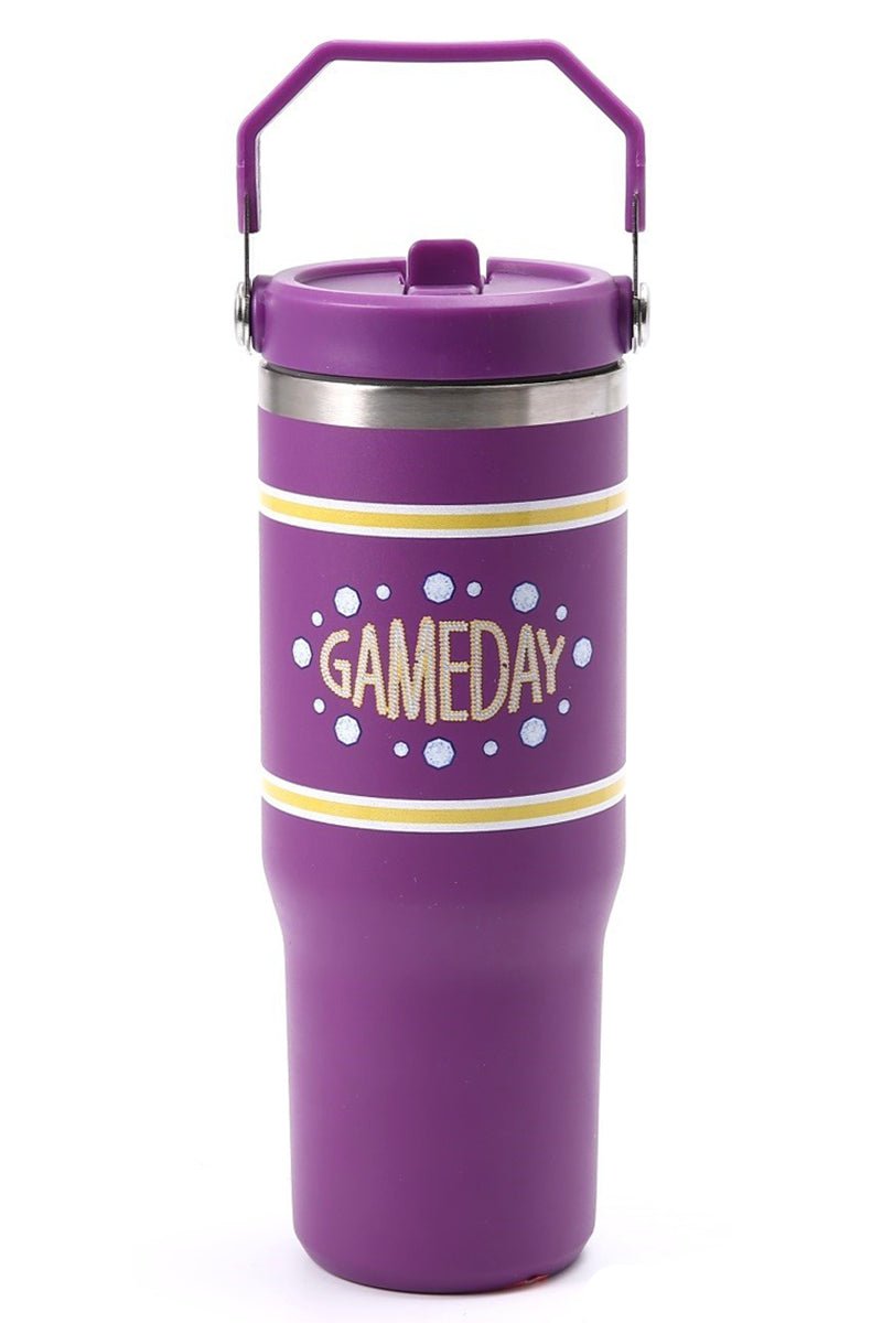 Zenana Purple and Yellow Gameday Flip Straw 30oz Tumbler - Wholesale Accessory Market