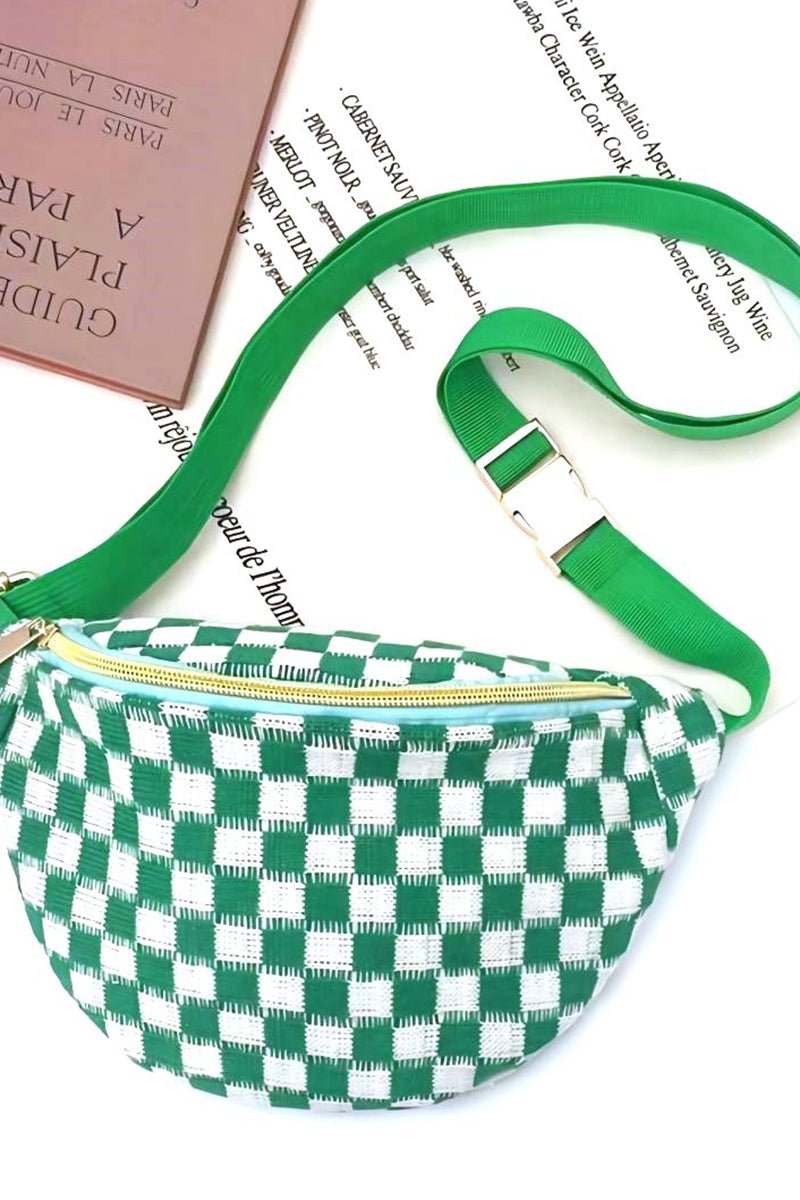 Zenana Sightseeing Green Check Waist Bag - Wholesale Accessory Market