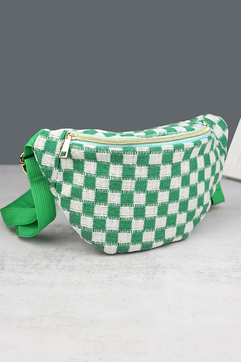 Zenana Sightseeing Green Check Waist Bag - Wholesale Accessory Market