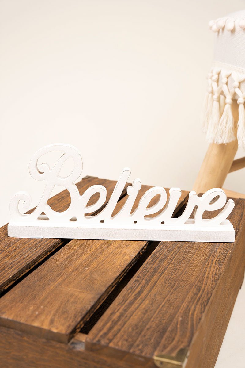 5 x 10 'Believe' Cut-Out Word Tabletop Sign - Wholesale Accessory Market