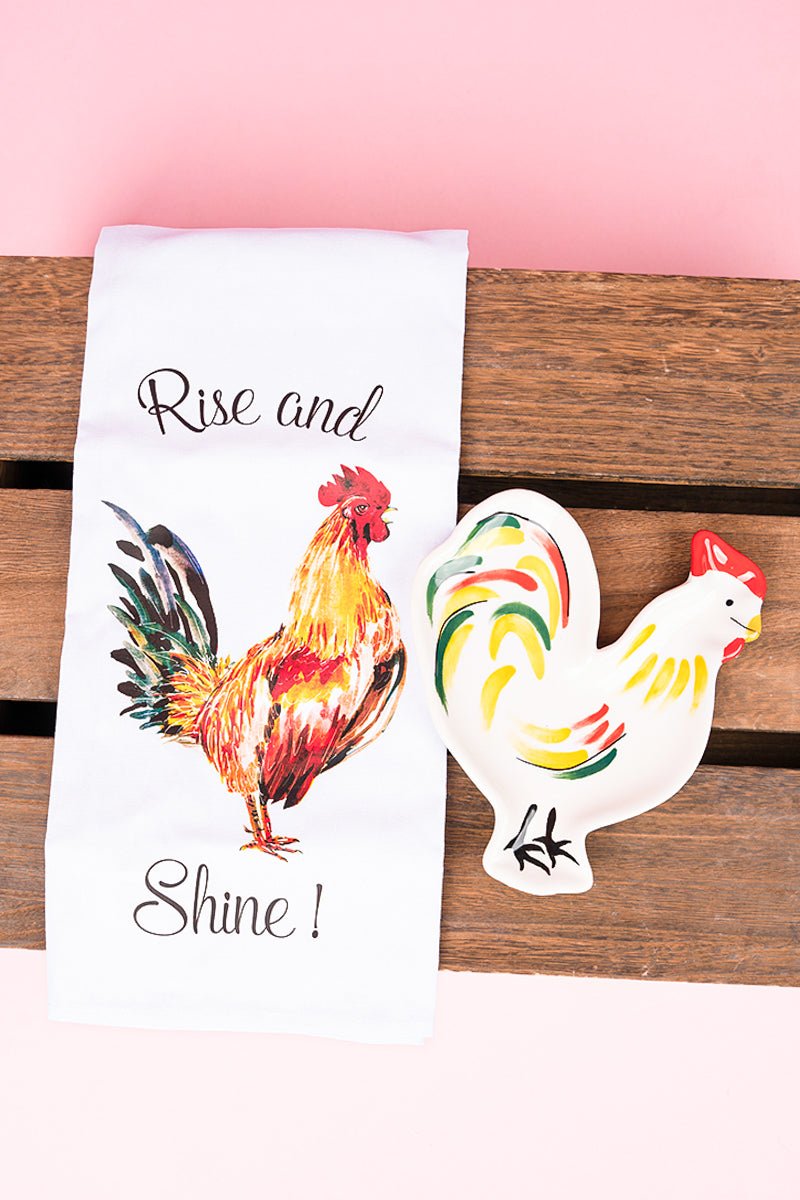 Rise And Shine Rooster Trivet & Towel Set - Wholesale Accessory Market