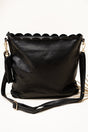 NGIL Black Faux Leather Sabina Scalloped Crossbody Tote - Wholesale Accessory Market