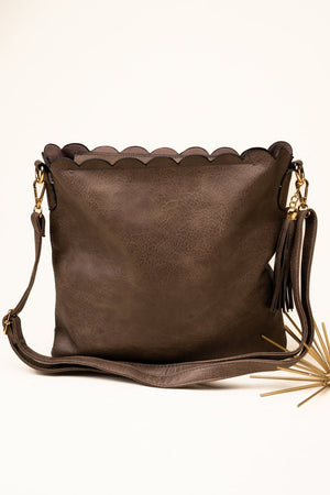 Shoulder Bag / Crossbody Purse / Brown-black Faux Leather Bag