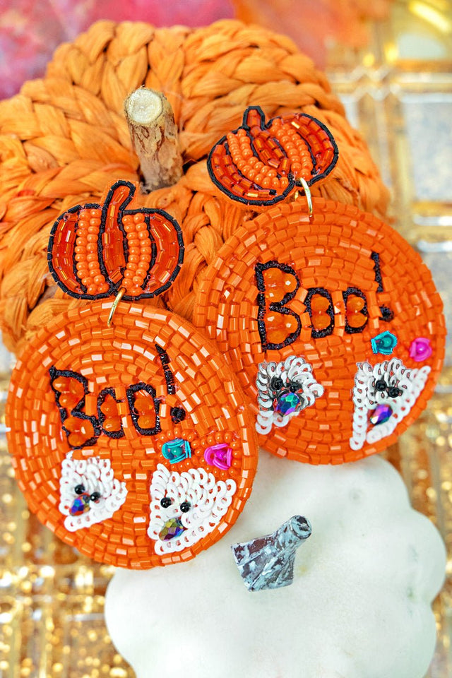 Boo Orange Seed Bead Earring - Wholesale Accessory Market