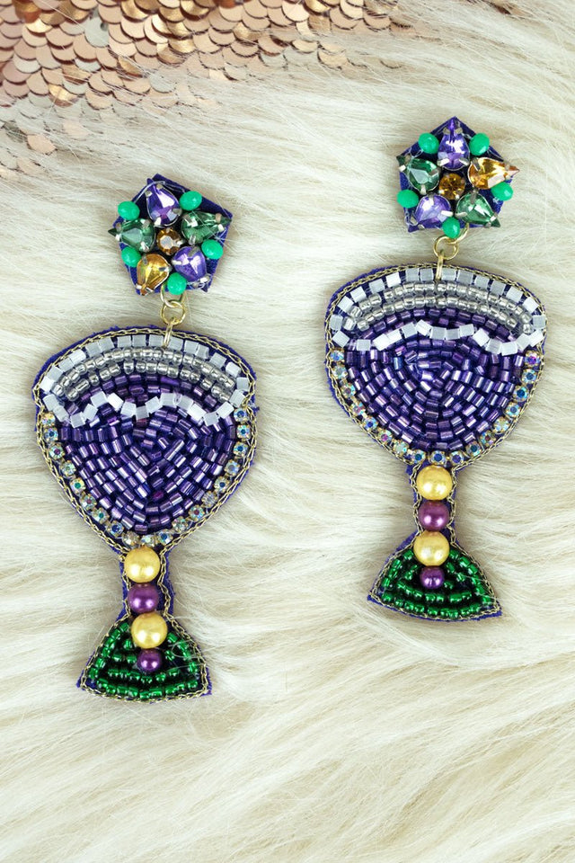 Mardi Gras Mixed Drink Seed Bead Earrings - Wholesale Accessory Market