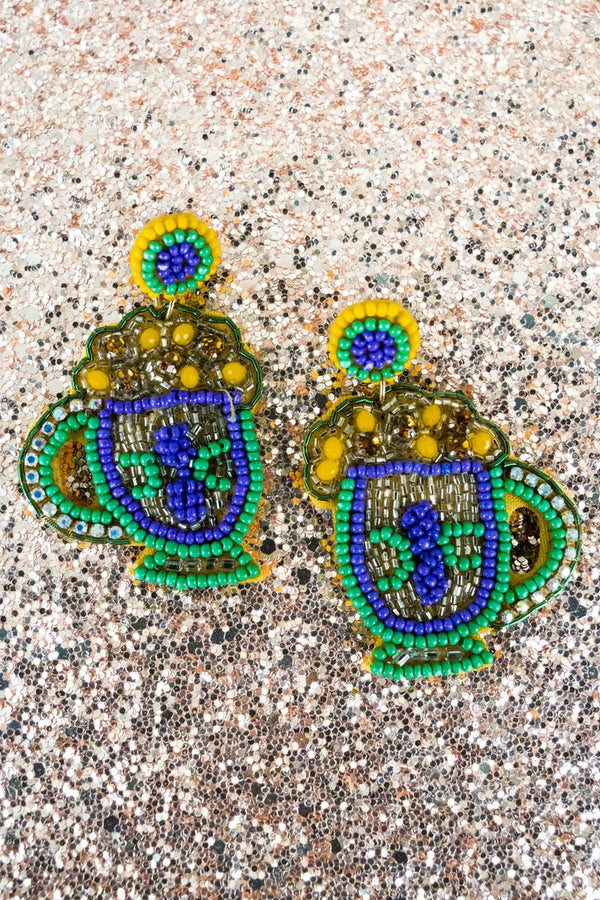 mardi gras beaded earrings wholesale