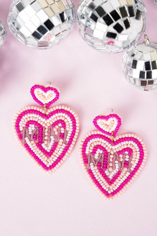 Fuchsia 'Mini' Heart Seed Bead Earrings - Wholesale Accessory Market