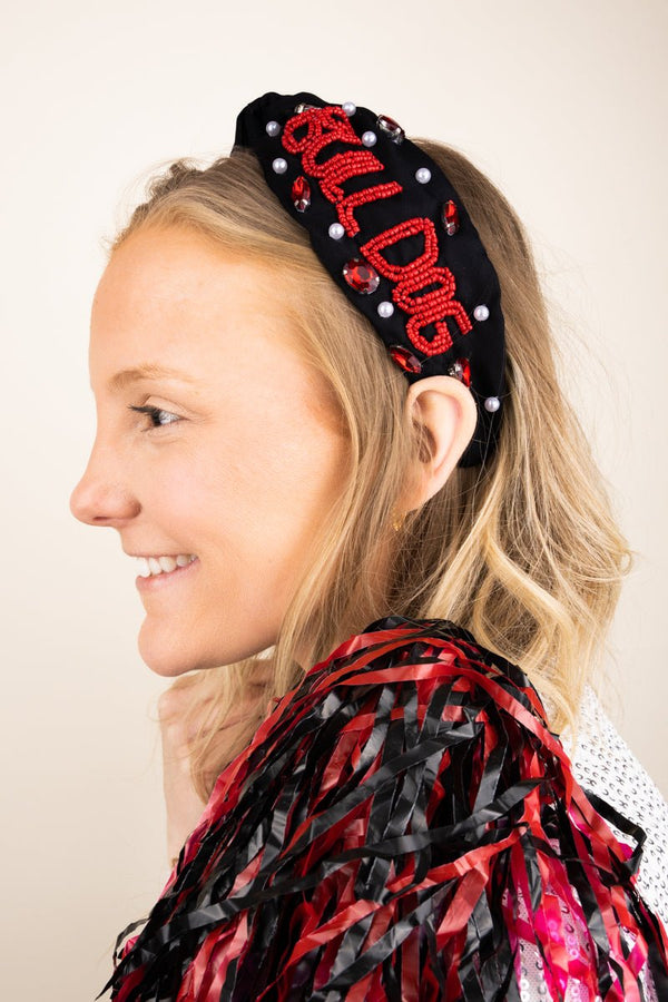 RED BOSTON RED SOX EMBELLISHED KNOTTED HEADBAND