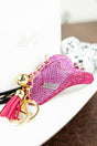 Crystal Encrusted Rose Cowboy Hat Keychain - Wholesale Accessory Market