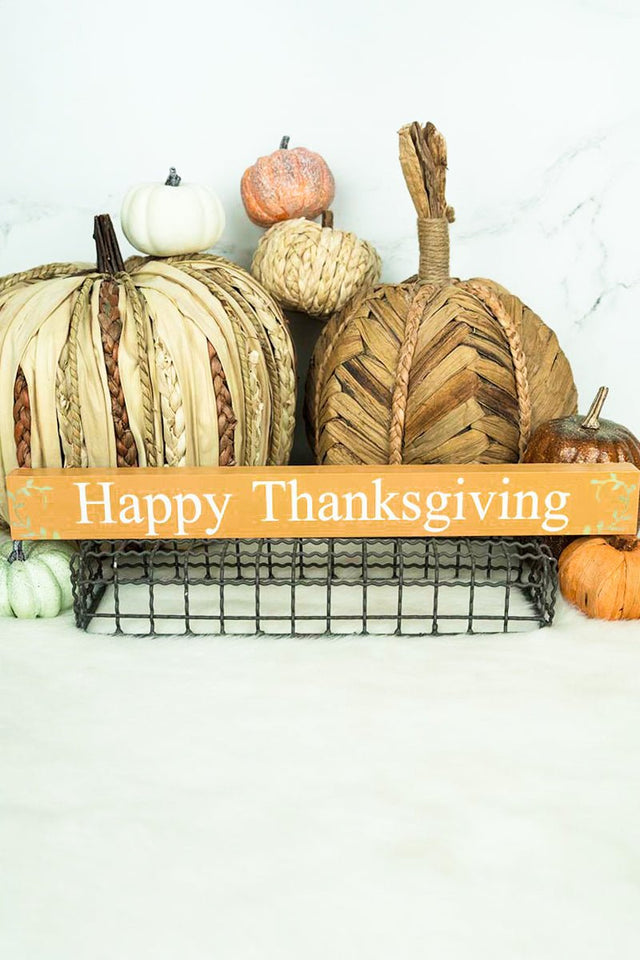 1.5 x 14.5 'Happy Thanksgiving' Wood Block Sign - Wholesale Accessory Market