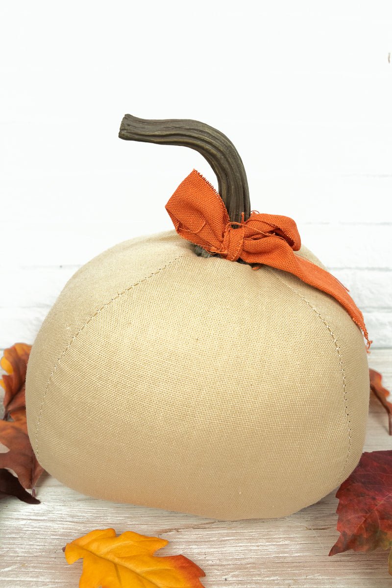 SALE! 8 x 8 Happy Harvest Beige Fabric Pumpkin - Wholesale Accessory Market