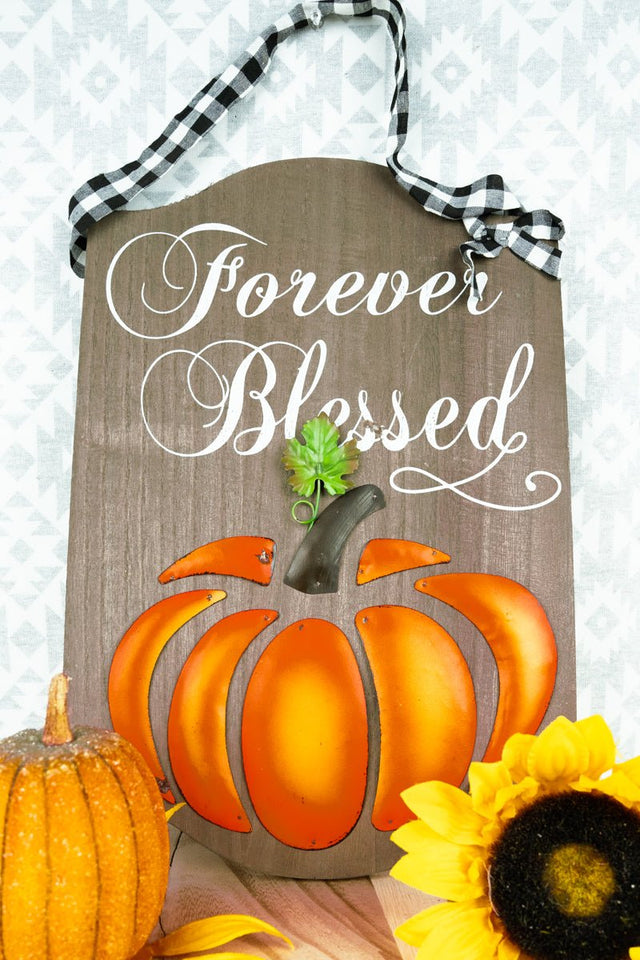 15.25 x 10 'Forever Blessed' Pumpkin Wall Sign - Wholesale Accessory Market