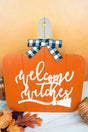 14 x 11.75 'Welcome Witches' Pumpkin Tabletop Easel Sign - Wholesale Accessory Market