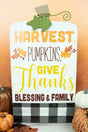 15.25 x 8.25 'Blessing & Family' Plaid Pumpkin Easel Sign - Wholesale Accessory Market