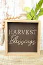 7.5 x 6 'Harvest Blessings' Wood Beaded Framed Tabletop Sign - Wholesale Accessory Market