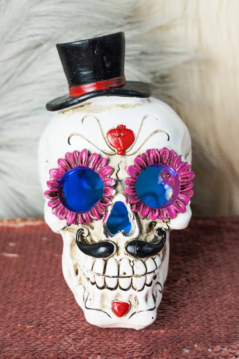 6 x 4.5 Light-Up Mr. Skull Resin Figurine