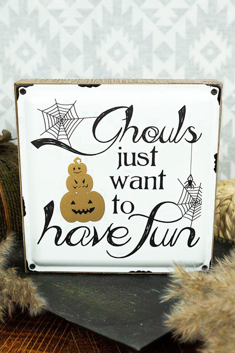 6 x 6 'Ghouls' Enamel Box Sign - Wholesale Accessory Market