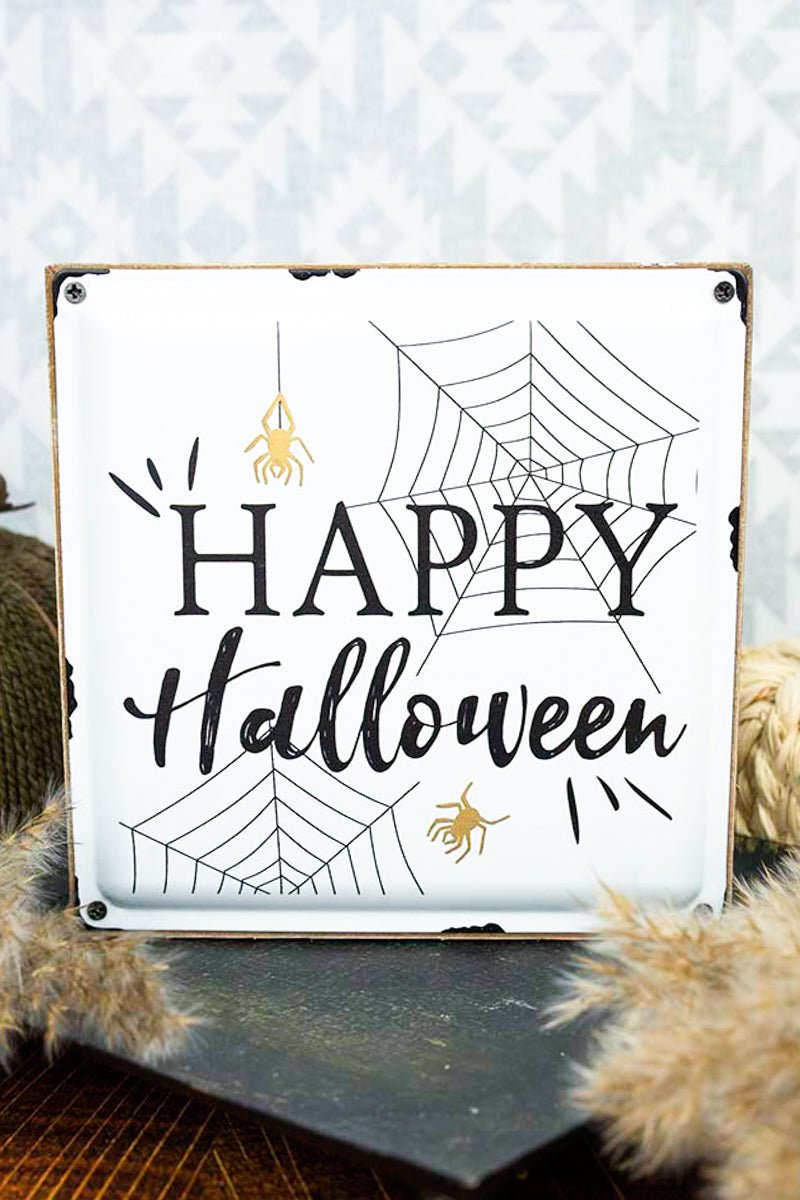 6 x 6 'Happy Halloween' Enamel Box Sign - Wholesale Accessory Market