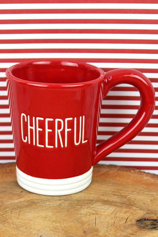 Ceramic 'Cheerful' Red Christmas Mug - Wholesale Accessory Market