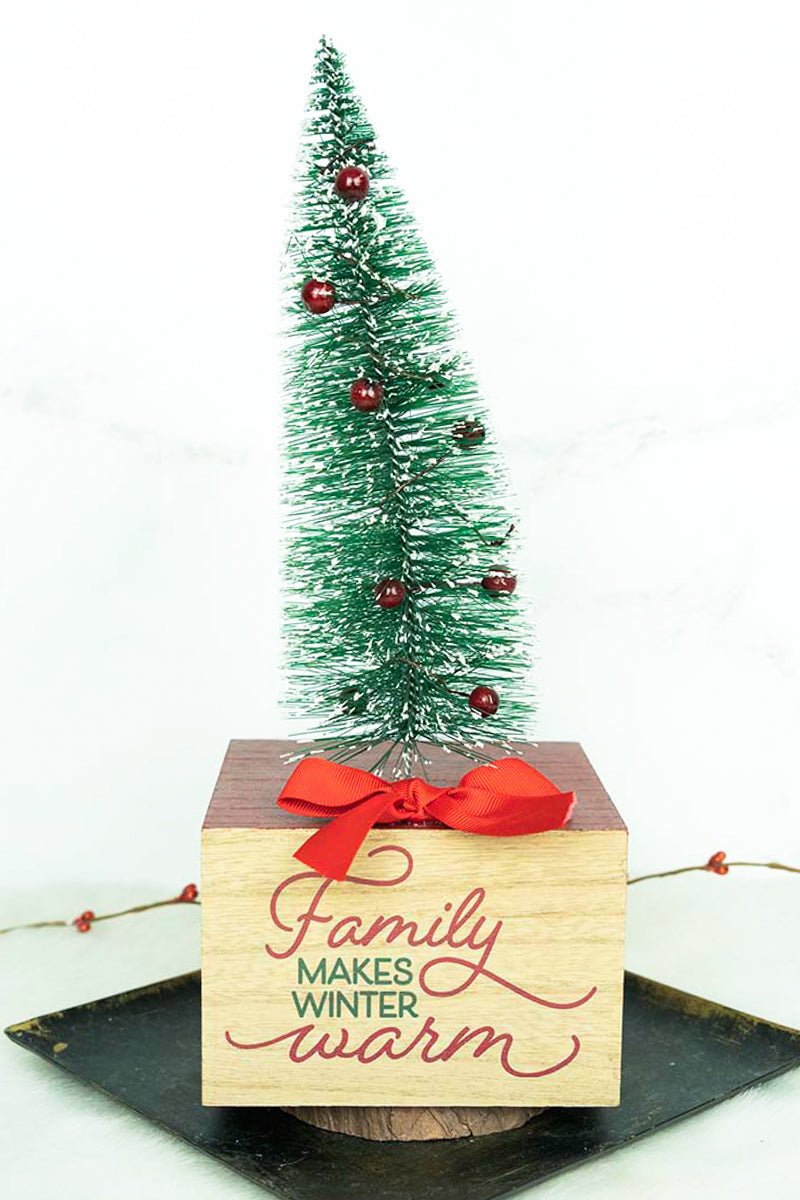 35% OFF! 13.25 x 5 'Family' Christmas Tree Wood Block Sign - Wholesale Accessory Market