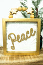 40% OFF! 8.5 x 6 'Peace' Gold Glitter Box Sign - Wholesale Accessory Market