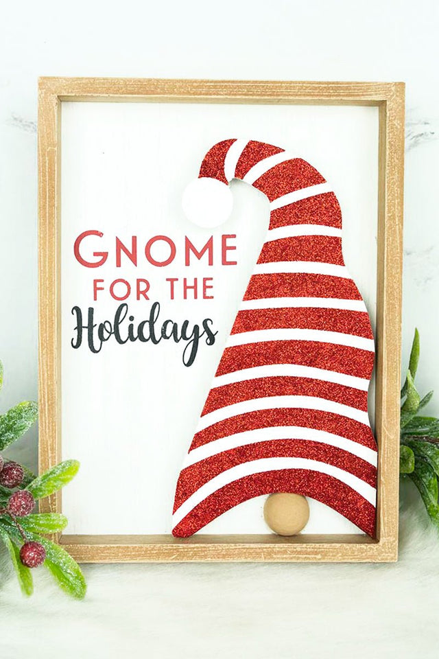 9.5 x 7.25 'Gnome For The Holidays' Wood Wall Sign - Wholesale Accessory Market