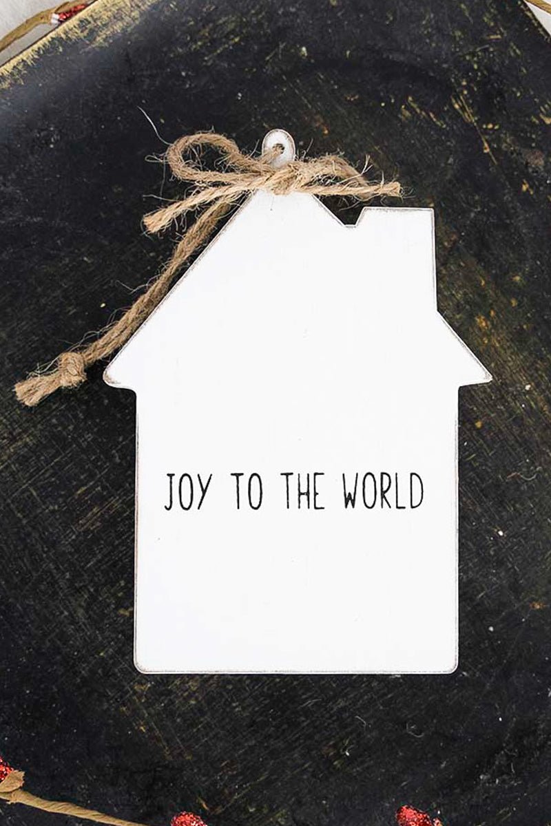 4.25 x 3 'Joy To The World' White House Shaped Ornament - Wholesale Accessory Market