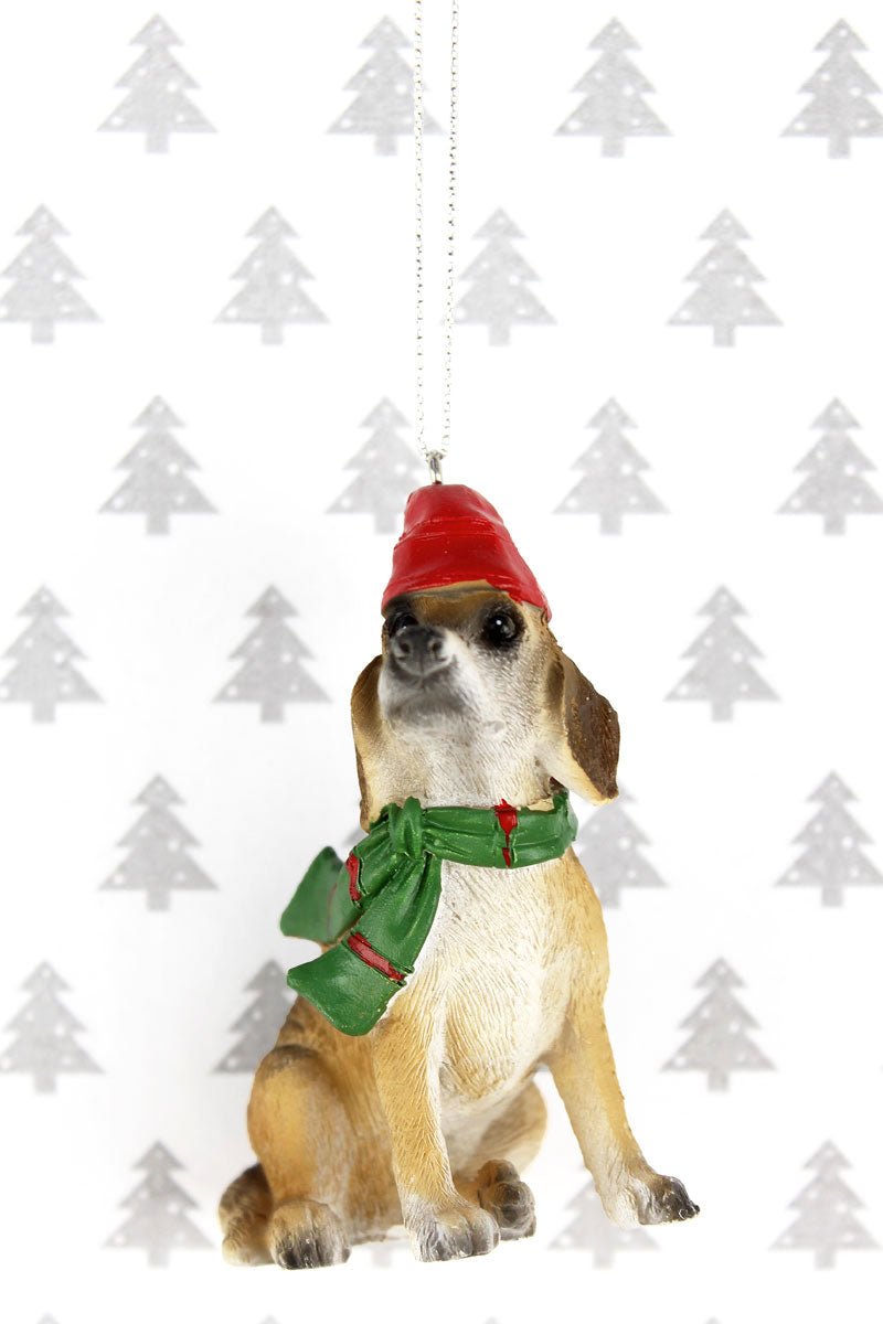 Festive Hound Dog Resin Ornament - Wholesale Accessory Market