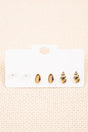 Sea Side Goldtone Stud Earrings 3 Pair Set - Wholesale Accessory Market