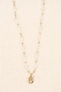 Cowrie Shell Design Pearl and Goldtone Necklace - Wholesale Accessory Market