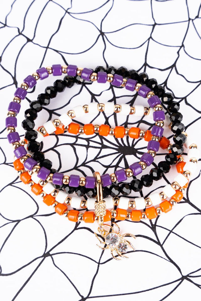 Halloween Spider Charm Beaded Bracelet - Wholesale Accessory Market