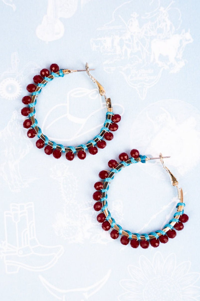 Seen Around Town Red Beaded Hoop Earrings - Wholesale Accessory Market