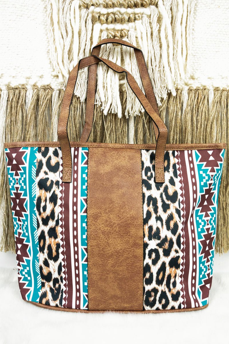 NGIL Wildcat Mesa and Brown Center Stripe Tote - Wholesale Accessory Market