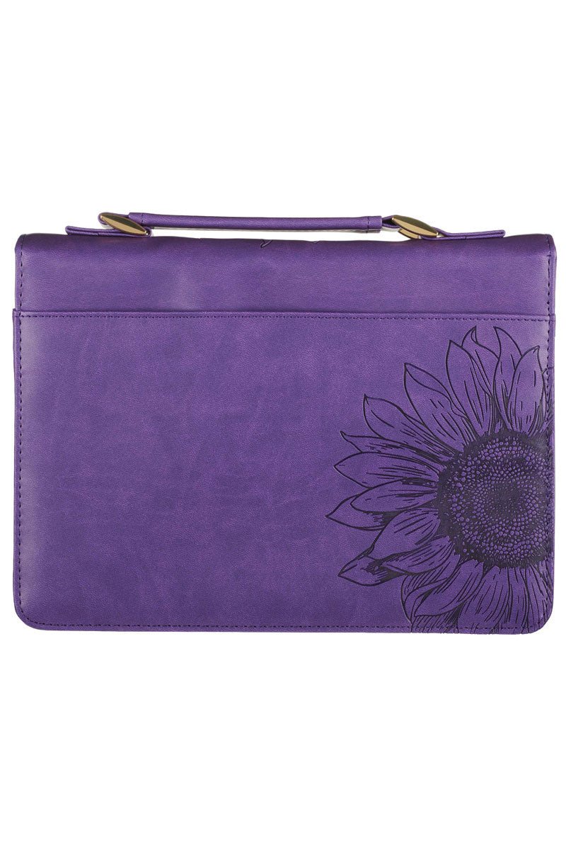 Purple Sunflower Strength Dignity LuxLeather Large Bible Cover