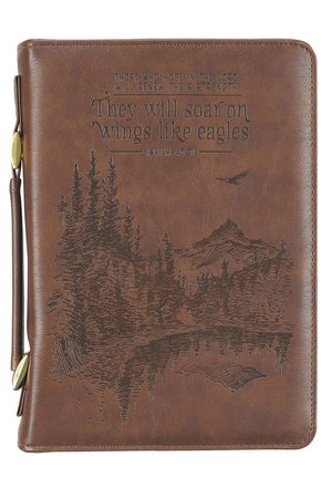 On Wings Like Eagles Brown LuxLeather Large Bible Cover