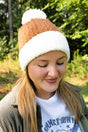 20% OFF! Cozy Cuddles Camel and Ivory Pom Pom Beanie - Wholesale Accessory Market